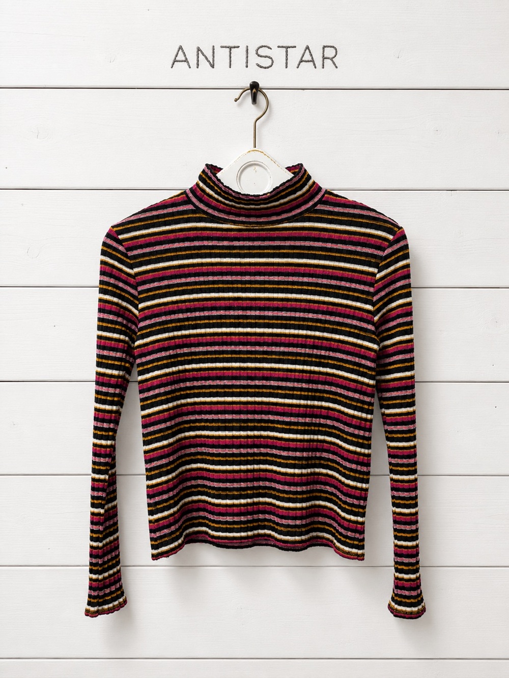 Antistar Striped Mock Neck Knit Top – Size L